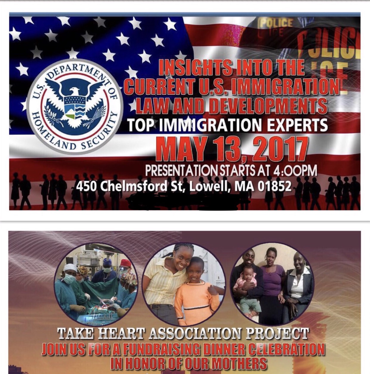 IMMIGRATION INFORMATION SESSION & MOTHER'S DAY CHARITY DINNER 