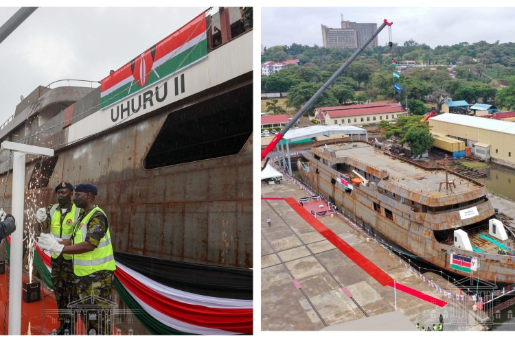MV Uhuru II: President Uhuru Witnesses the Floatation of First Kenyan-Made Ship 