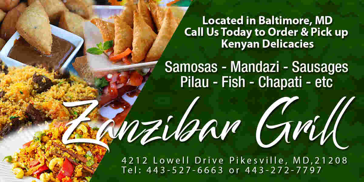 Call Zanzibar Grill in Baltimore, MD to Order Your Favorite Kenyan