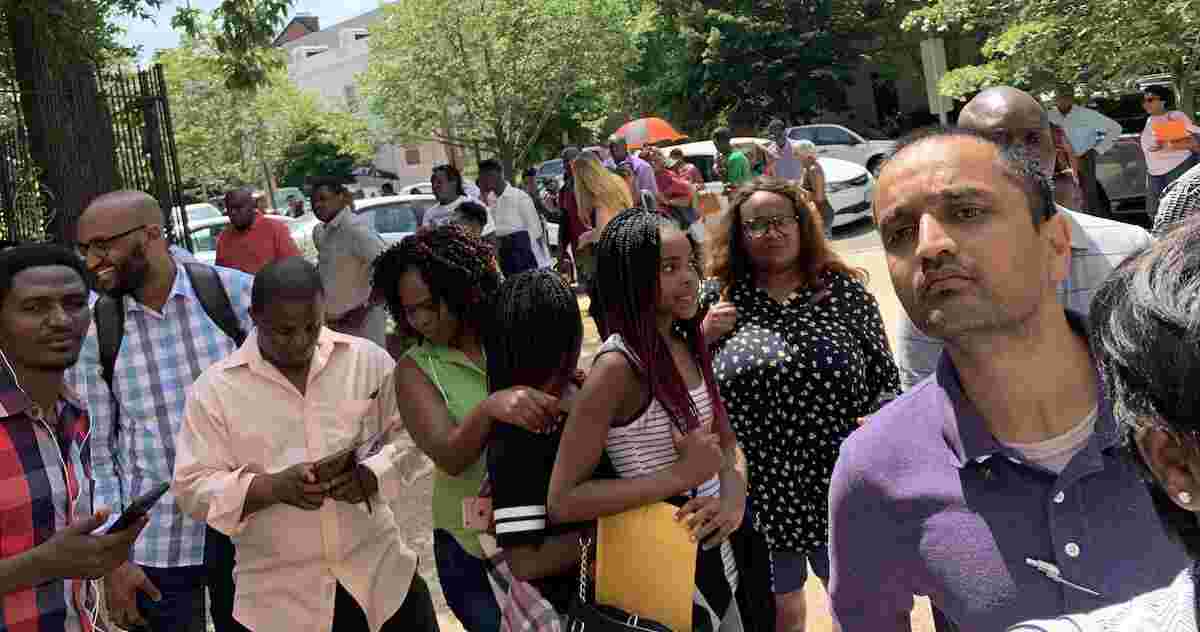 Kenyans outside the Embassy in Washinton, DC