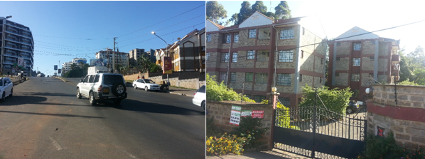 A scene near Kileleshwa with nicer building and less congested roadways