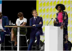 Applause as Kenyan Media Personality Adelle Onyango Confronts French President Macron