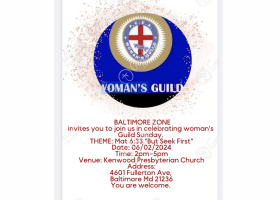 P.C.E.A. Woman's Guild Baltimore Zone Invites You to  Woman's Guild Sunday Celebration on June 2, 2024 in Baltimore, MD