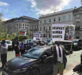 Kenyans in London Demonstrate Outside Chatham House Where President Kenyatta Delivered a Talk