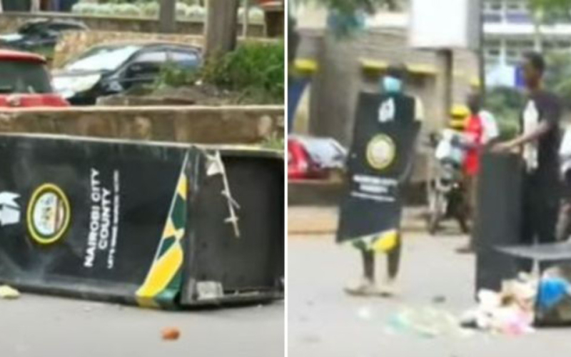Nairobi’s Newly Installed CBD Dustbins Vandalised During Protests