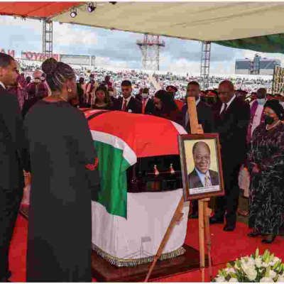 Uhuru, Leaders Pay Glowing Tributes to Kibaki at His State Funeral Service 