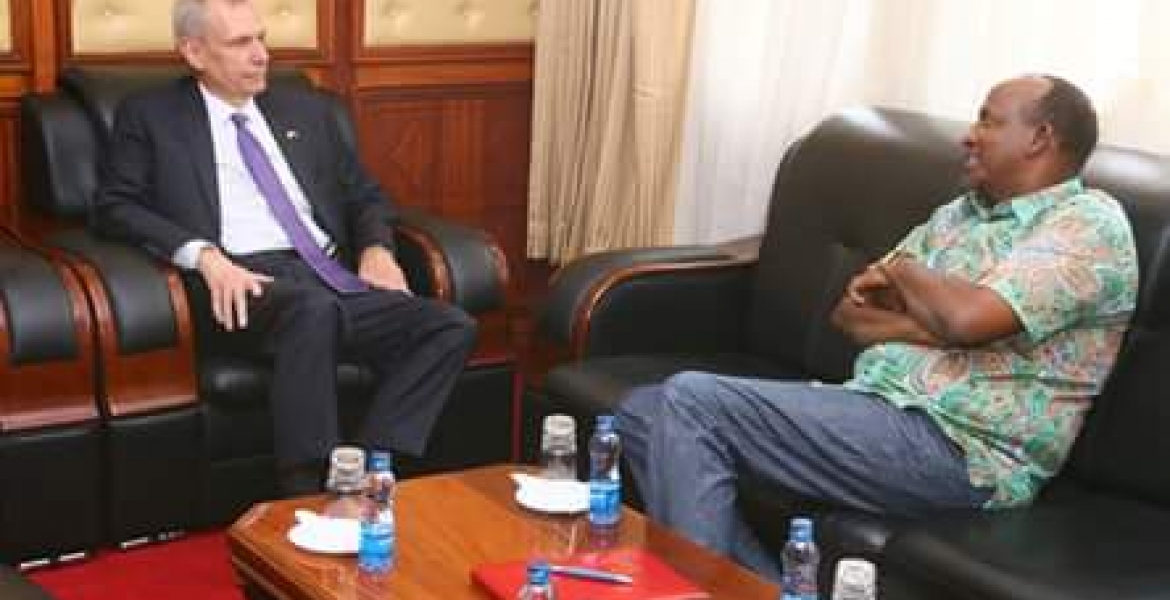 US Ambassador to Kenya Robert Godec in a meeting with Aden Duale, National Assembly Majority Leader US Raises Fears of Possible Violence During Elections in Kenya