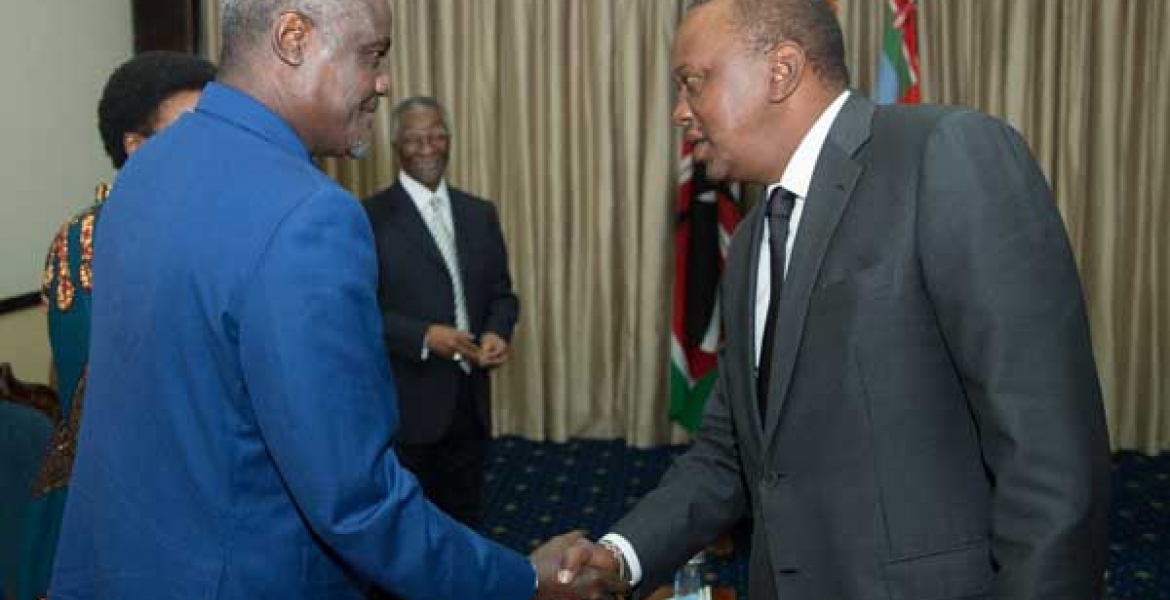 President Uhuru Kenyatta meeting with African Union elections observer team in Nairobi NASA Wants to Sabotage Elections, President Uhuru Tells AU Team