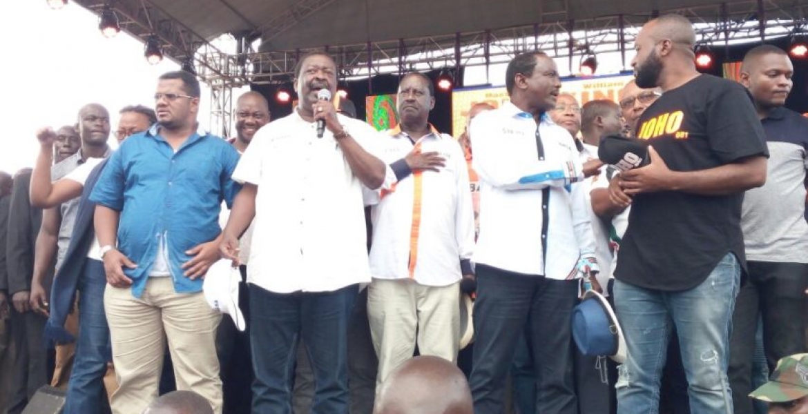 Nasa rally at Mama Ngina Drive in Mombasa on Friday, August 4th NASA Rally in Mombasa Turns Chaotic as Supporters of Joho, Omar Clash