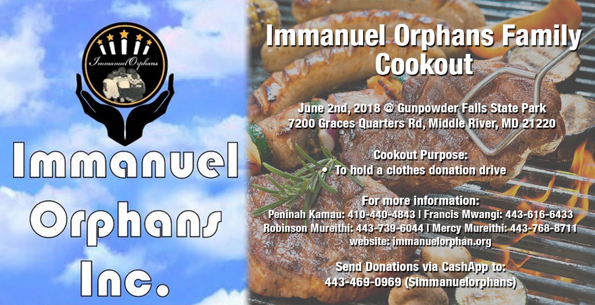 Immanuel Orphans Inc Family Cookout in Baltimore, Maryland: June 2nd, 2018