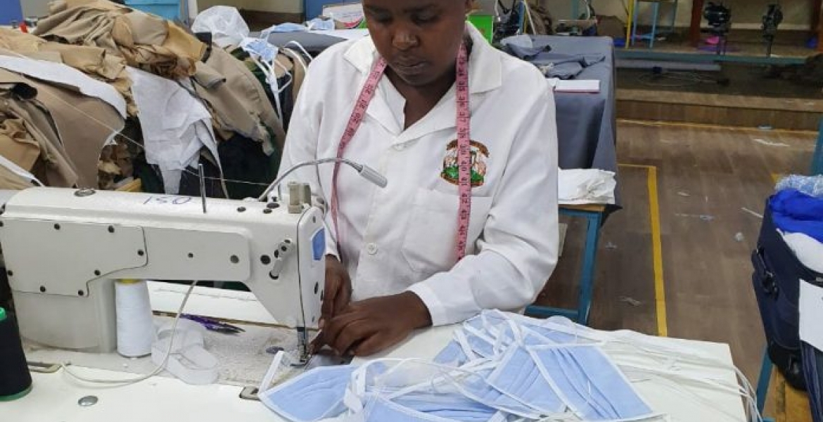 A Kicotec worker sewing face masks at the company's factory in kitui Four Kenyan Companies Get Gov’t Nod to Produce 60 Million Face Masks