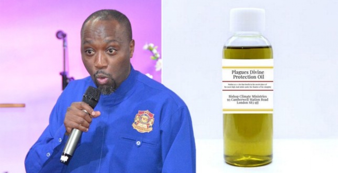 Bishop Climate Irungu Wiseman UK-Based Kenyan Preacher Under Probe for Selling Covid-19 ‘Protection Oil’ for £91