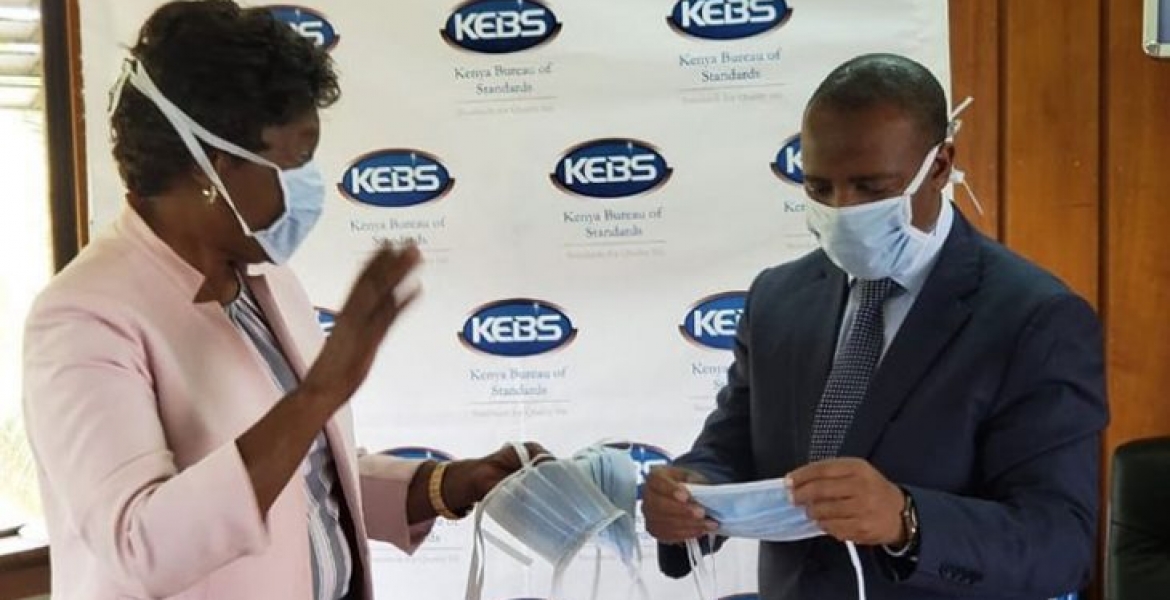 Kitui Governor Charity Ngilu presents sample face masks to Kebs for approval Kenyan Companies Rivatex, Kicotex to Produce over 5,000 Face Masks Daily