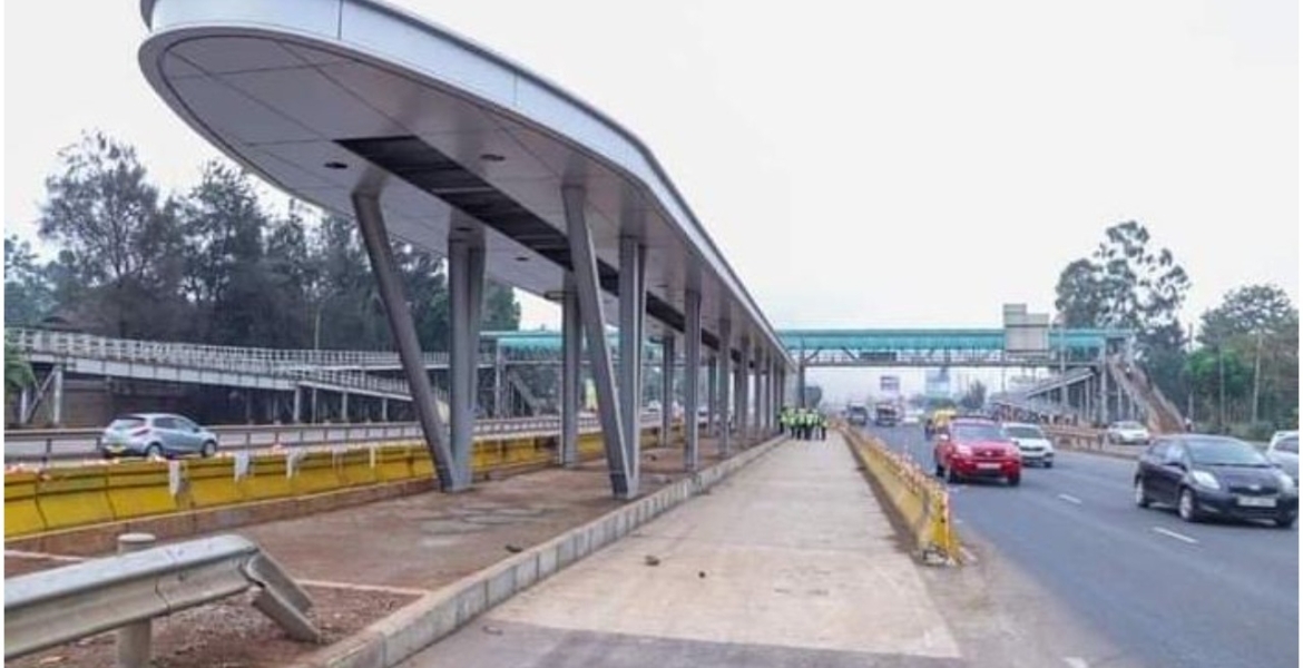 A BRT station under construction on Thika Road Implementation of Sh5.6 Billion BRT System on Thika Road Stalls