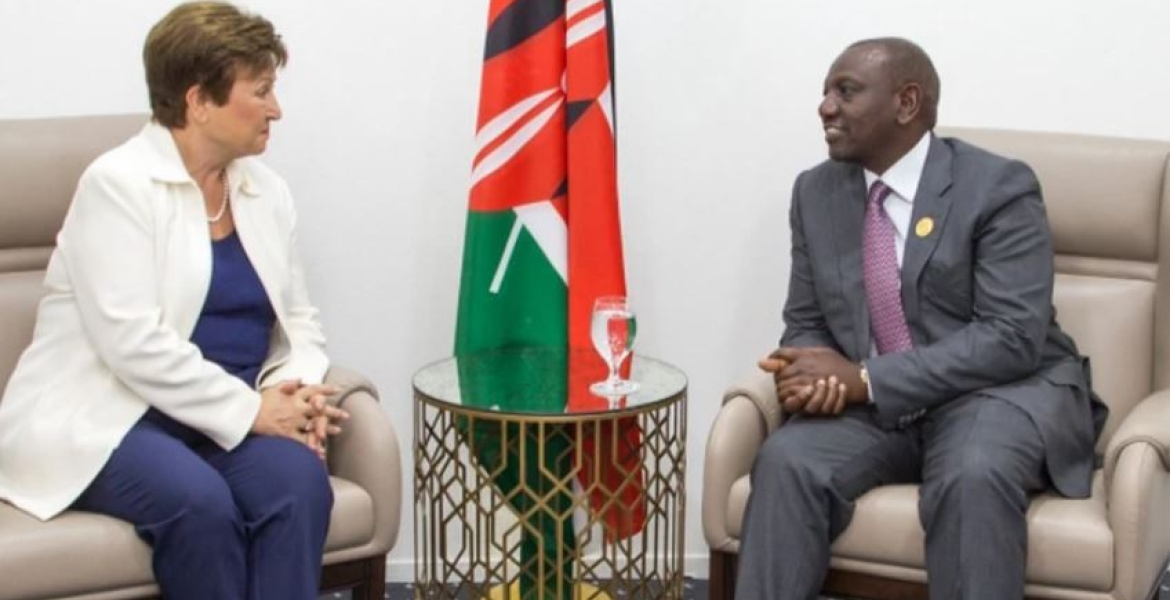 President Ruto in a past meeting with IMF managing director Kristalina Georgieva Kenya Gov’t to Spy on Bank Accounts of Politically Exposed Persons in IMF Deal