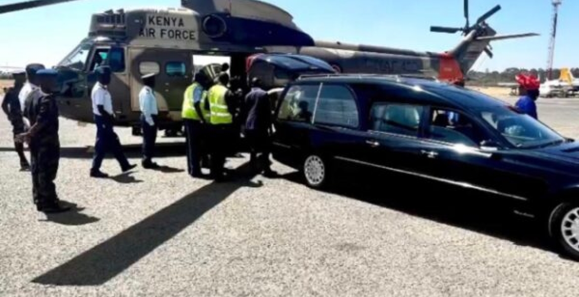 Magoha’s Body Airlifted to Siaya in a Military Chopper