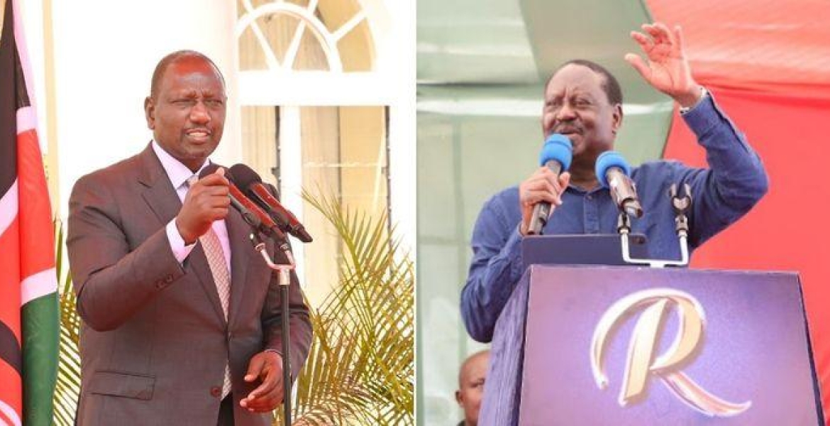 President William Ruto(Left) and Opposition leader Raila Odinga(Right) Raila Gives Ruto 48 Hours to Act on the Bipartisan Committee