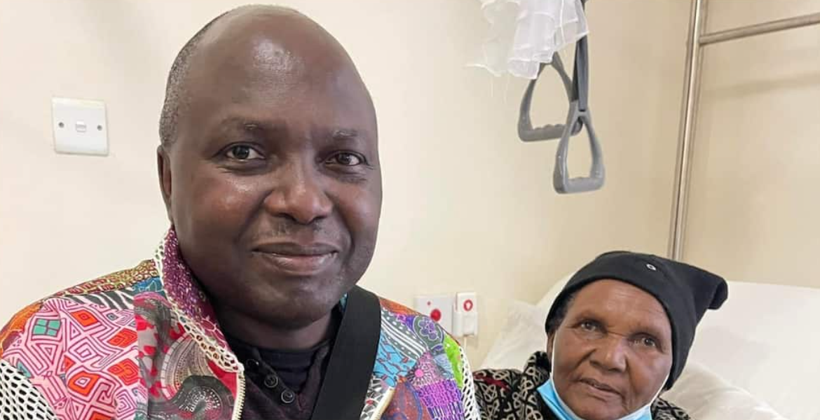 Lawyer Donald Kipkorir at a Hospital in Eldoret With His Mother Lawyer Donald Kipkorir's Mother Succumbs to Cancer in India
