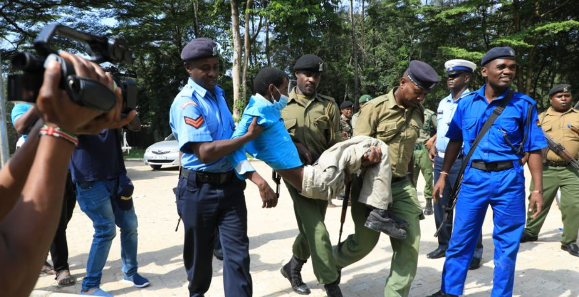 Police Carry One of Paul Mackenzie's Followers to the Court Room on Wednesday June 14, 2023 Mackenzie Followers Faint in Court, Govt Fears they May Die in Custody