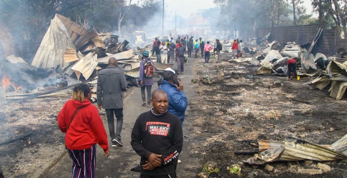 Huge Fire Engulfed Mutindwa Market Buruburu, Nairobi on June 14, 2023 Huge Fire Destroys Sweeps Through Mutindwa Market in Buruburu, Nairobi