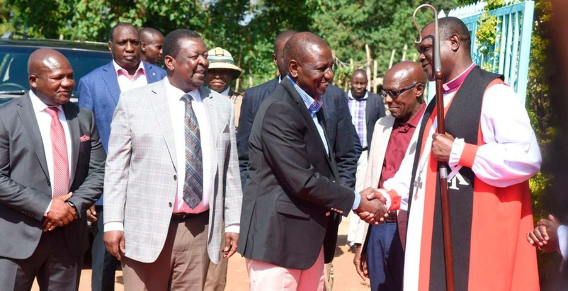 President William Ruto is Received by Bishop Charles Asilutwa of Diocese of Maseno North Yesterday at Milimani ACK Christ Cathedral in Kakamega Allow Me to Fix Uhuru's Economic Mess, President Ruto Tells Azimio MPs