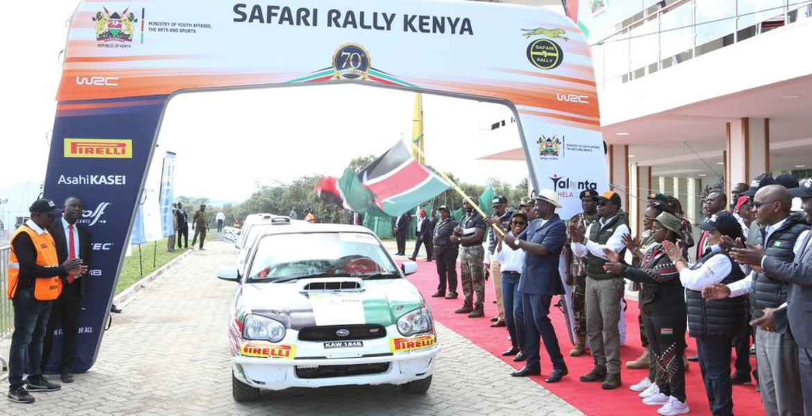 President William Ruto Flags Off Cars for the WRC Safari Ruto's Presidential Escort Team Injured as Car Overturns in Naivasha