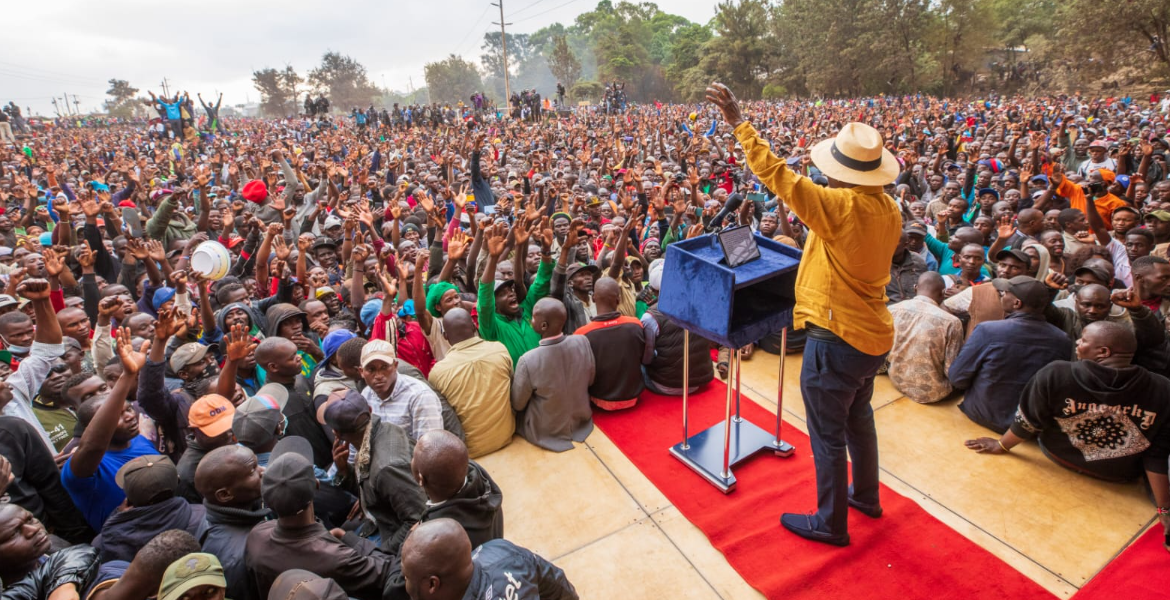 Azimio La Umoja Coalition Leader Raila Odinga at Kamukunji Grounds on June 27, 2023 Raila's Key Strategies to Deny Ruto Government Taxes