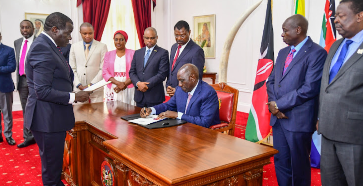 President William Ruto Assenting to the Finance Bill, 2023 on June 26, 2023 Court Suspends Implementation of Ruto's Finance Act