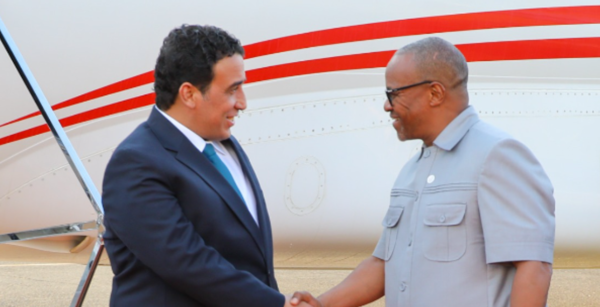 Housing and Urban Development CS Zachariah Njeru and the Head of the Libyan Presidential Council Mohamed al-Menfi Over 10 Presidents Jet into Kenya to Attend AU Meeting