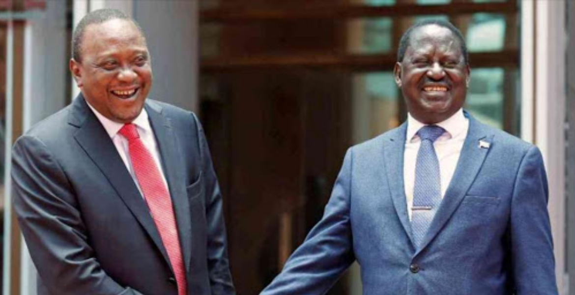 President Uhuru Kenyatta Greets Opposition Leader Raila Odinga After Addressing a News Conference at the Harambee House Office in Nairobi on March 9, 2018 Raila, Uhuru Given 10 Days to Respond to Mass Protest Case