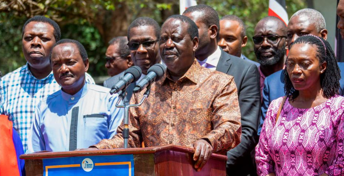Azimio la Umoja One Kenya Leader Raila Odinga Addresses Journalists at the Stephen Kalonzo Command Centre in Nairobi Raila: I Can't Talk to Ruto, He is Not to be Trusted