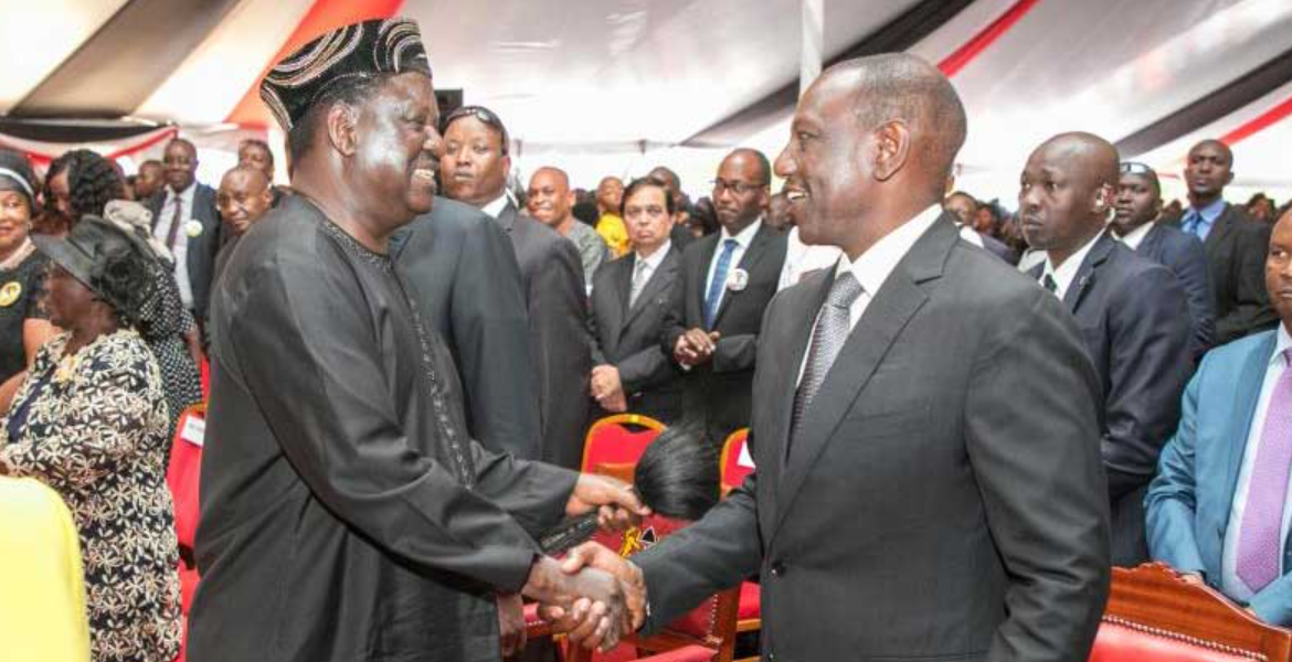 President William Ruto (R) and Azimio Leader Raila Odinga (L) Ruto Offers to Meet Raila Odinga Amidst Political Tension