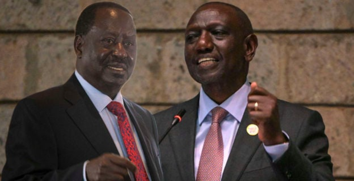 Opposition Leader Raila Odinga (left) and President William Ruto Ruto, Raila Agree to Have Peaceful Resolution Talks