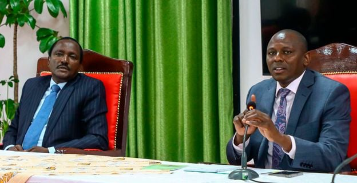 Wiper Party leader Kalonzo Musyoka (Left) and National Assembly Majority Leader Kimani Ichung’wah Talks Team to Report to President Ruto, Raila Odinga in 60 Days