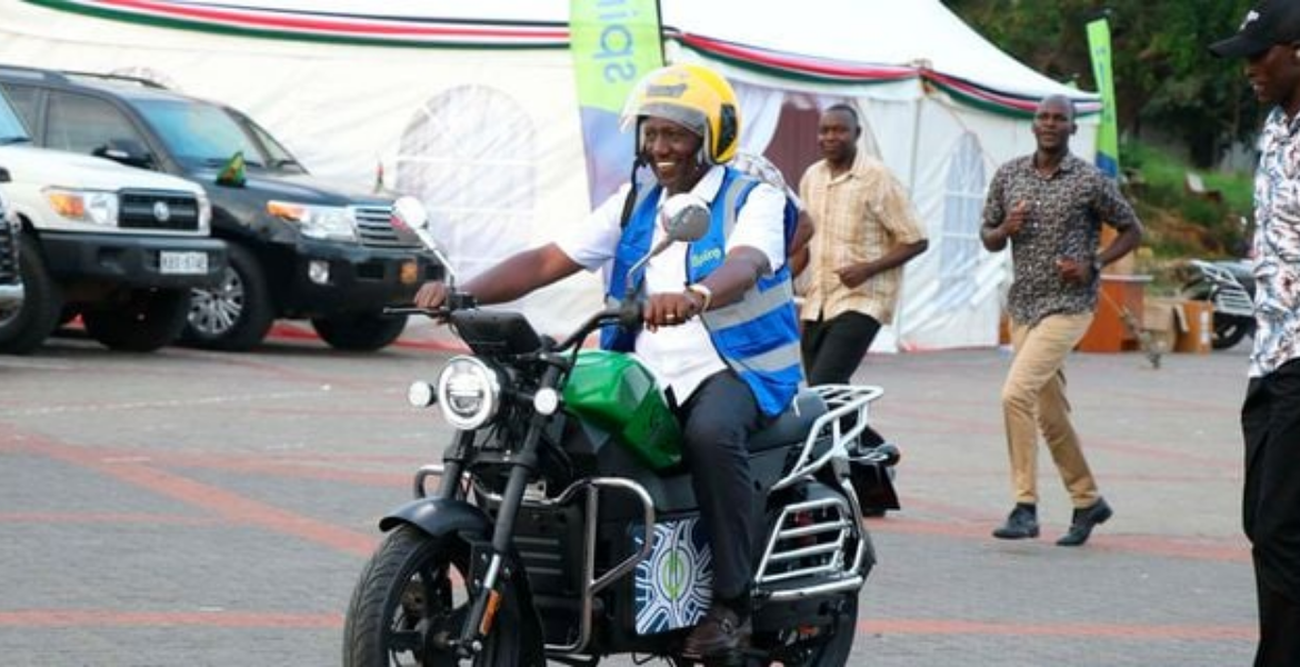 President William Ruto Rides an Electric Bodaboda at Mama Ngina Waterfront in Mombasa on September 1 President Ruto Launches Electric Boda Bodas in Mombasa