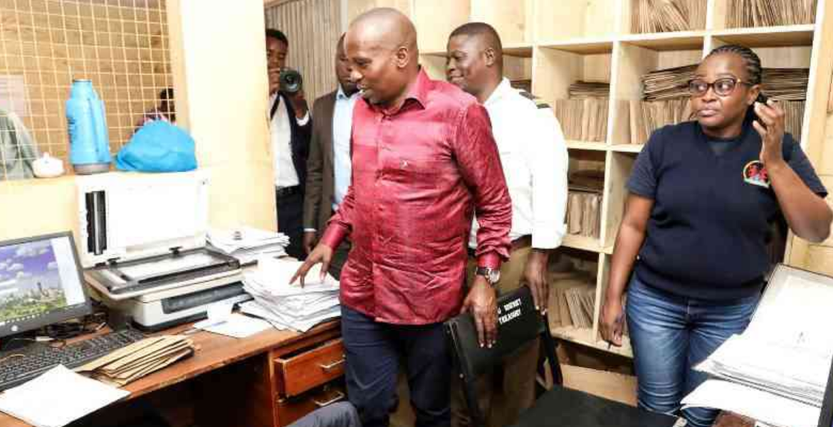 Interior CS Kithure Kindiki During a Surprise Visit at Embu Immigration Regional Office on September 12, 2023 Gov't Contemplates Punishment for Kenyans Who Fail to Pick Printed Passports