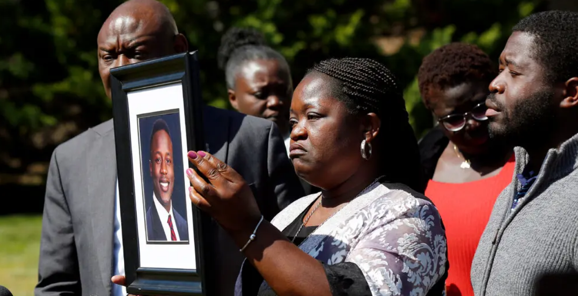 Caroline Ouko, Mother of Irvo Otieno, Holds a Portrait of Her Son at a News Conference in March Family of Kenyan Man Killed by Police in the US to Get $8.5 Million