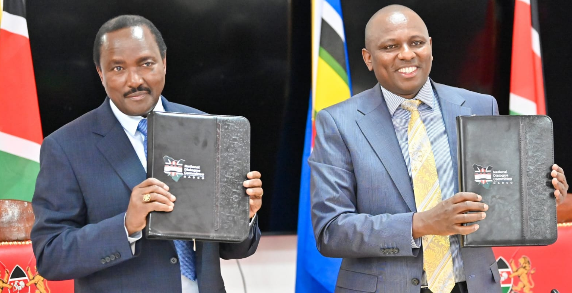 Wiper Leader Kalonzo Musyoka (Left) and National Assembly Majority Leader Kimani Ichung'wah Kenya Kwanza and Azimio Snub Talks