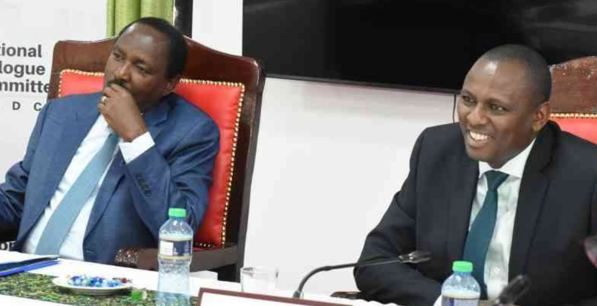 Wiper Leader Kalonzo Musyoka (Left) and National Assembly Majority Leader Kimani Ichung'wah Dialogue Team Agrees on Election Results Audit, IEBC Recruitment