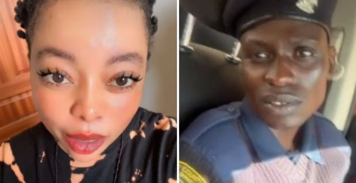 A Photo Collage of Viral TikToker Gloria Ntazola (left) and a Nairobi City Council Officer Nairobi County to Discipline Inspector Involved in Scuffle with a TikToker