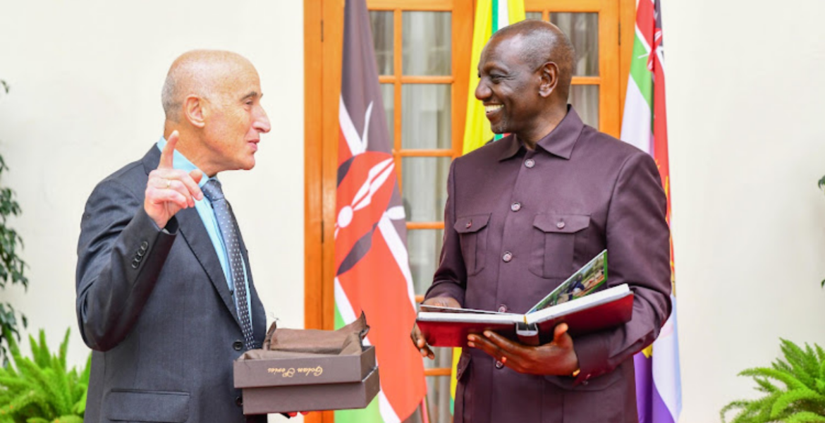 President William Ruto Having a Conversation With Israel Ambassador to Kenya Lotem Michael at State House, Nairobi on August 4, 2023 Kenya Stands With Israel, Ruto Says Amidst War With Palestine