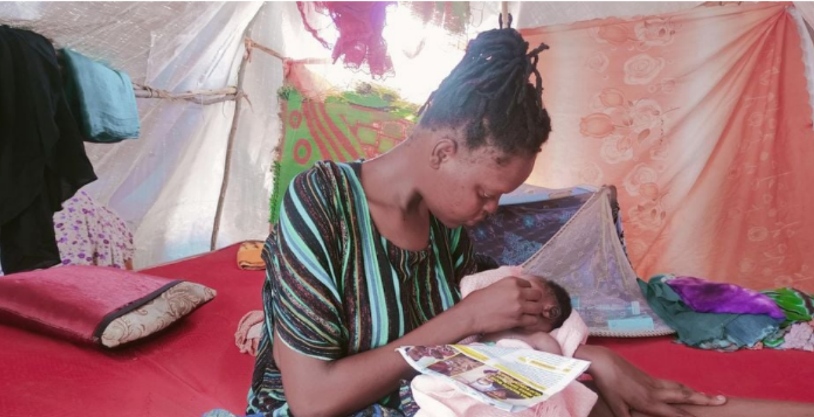 Sadia Mahamud With her Baby Mohammed Bilal in Their Tent in Baraka Village, Tana River Tana River Woman Swims Across Dangerous River to Give Birth