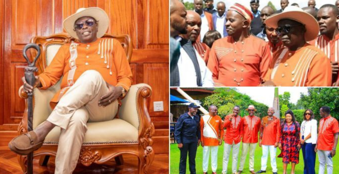 Photo Collage of Deputy President Rigathi Gachagua Leading Dowry Negotiations of Mathira Member of Parliament Eric Wamumbi and Muranga Woman Representative Betty Maina Alongside Other MPs DP Gachagua Leads Dowry Negotiations in Mathira MP's Wedding to Muranga Woman Rep