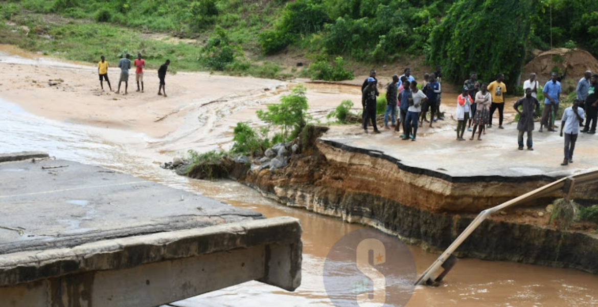 The Section of the Mombasa Malindi Highway at Mbogolo Bridge That was Washed Away by Floods Mbogolo Bridge Collapse Causes Section of Mombasa-Malindi Highway to Submerge