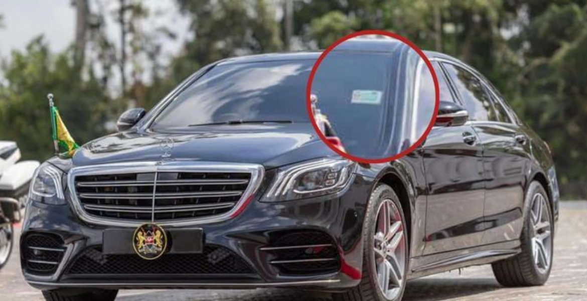 A State-Owned car With a Seemingly Visible Insurance Sticker Questions Arise Over Insurance Sticker on Ruto's New Car