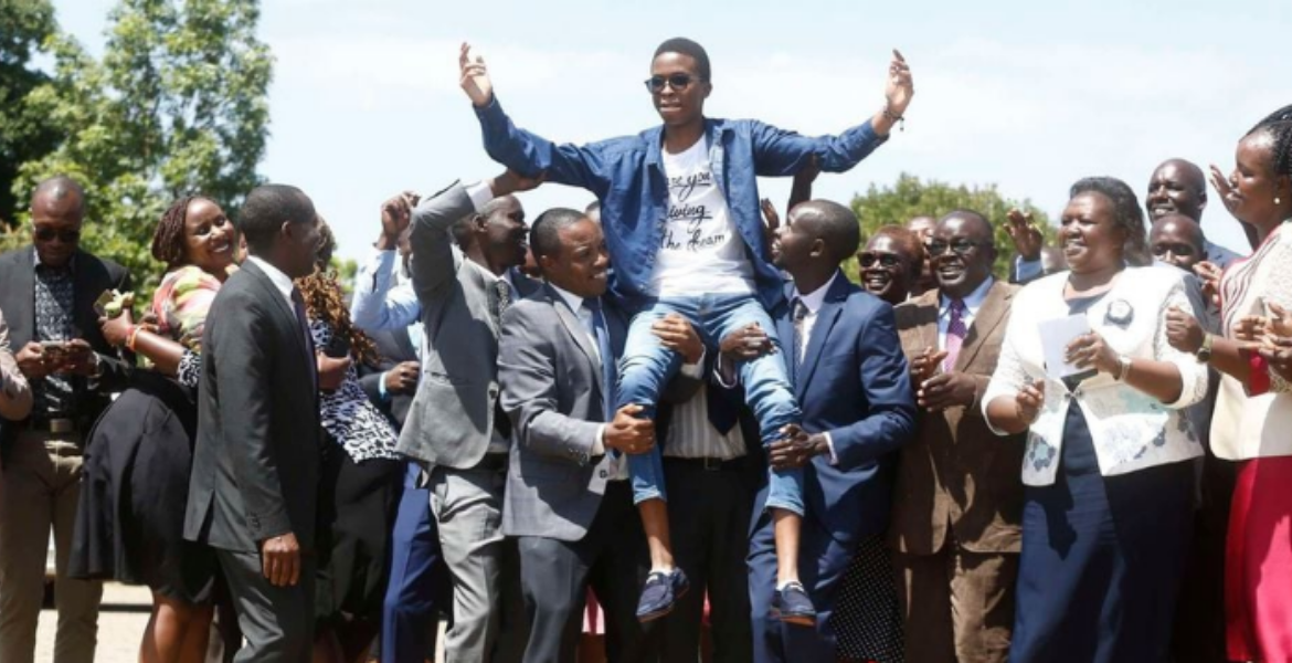 Larry Mule is Hoisted Shoulder-high by Teachers and Parents at Moi High School Kabarak Kabarak School Tops KCSE Exams Ranking