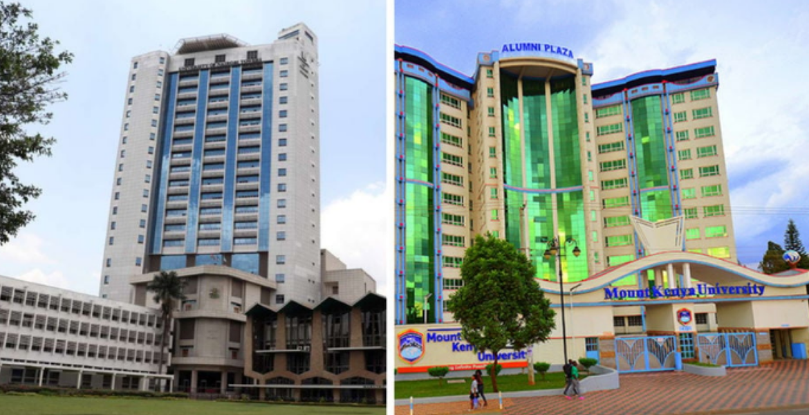 University of Nairobi (left) and Mount Kenya University University of Nairobi and MKU Stand Out in Latest Varsity Rankings