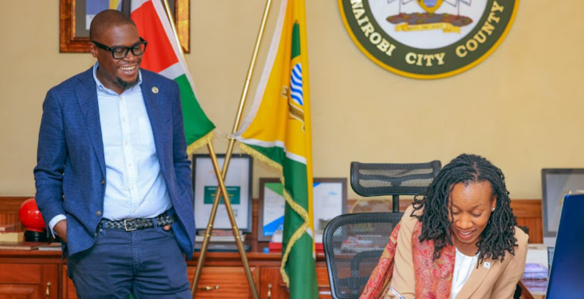 Nairobi Governor Johnson Sakaja and Chidi Blyden, the Deputy CEO of the Millenium Challenge Corporation US Grants Nairobi County Sh9.3 Billion to Enhance Transport Infrastructure