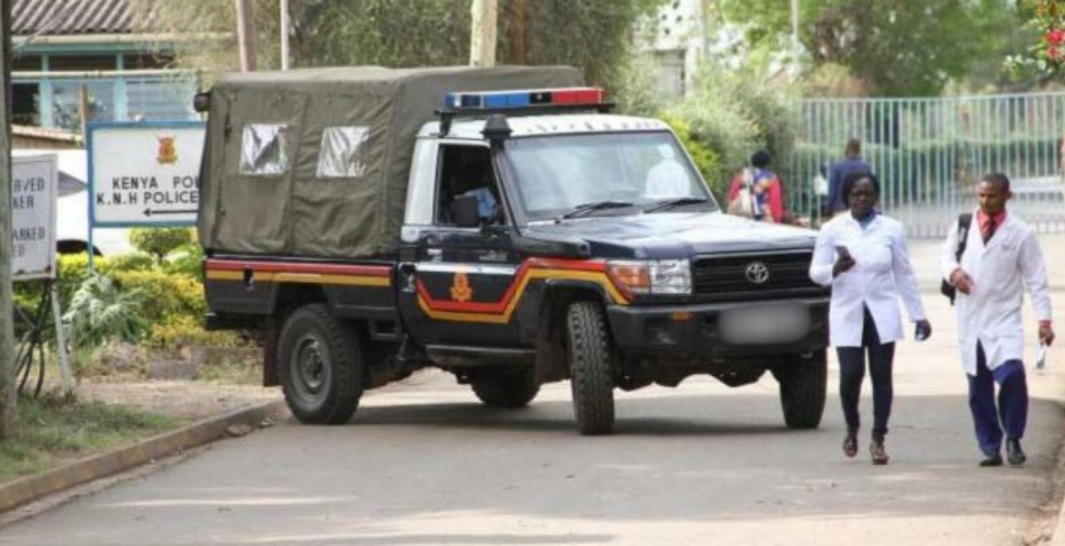 Police Vehicle Parked Outside a Hospital Two Killed as Unemployed Youths Clash with Police in Busia