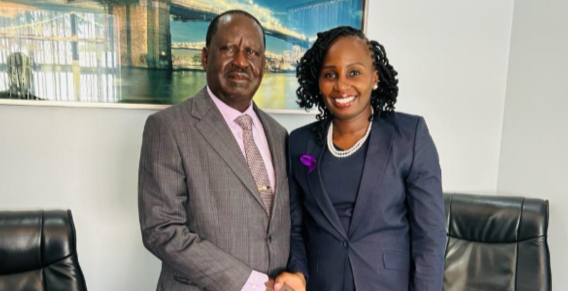 Azimio Leader Raila Odinga and LSK President Faith Odhiambo Faith Odhiambo Elected New LSK President, Vows to Uphold the Rule of Law
